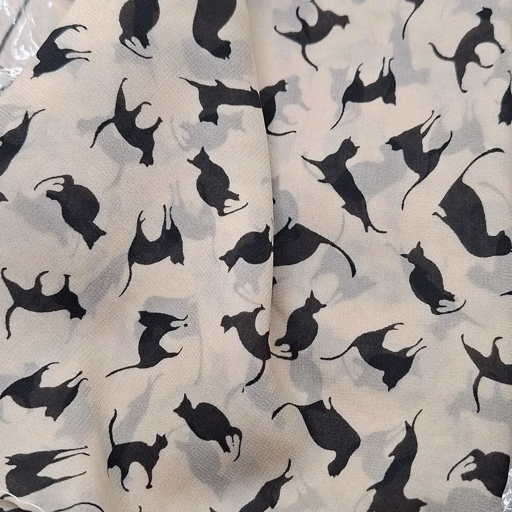 Black Cat print chiffon scarf shawl